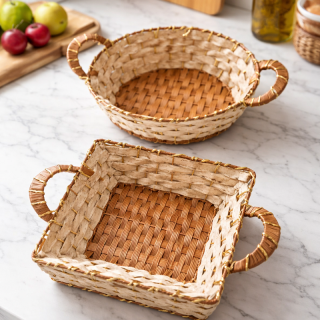 pack de 2 Corbeilles à Pain et Fruits ronde et Carrée