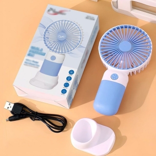 Ventilateur Portable Rechargeable avec support téléphone bleu