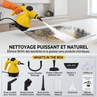 Nettoyeur Vapeur Portatif Multifonction 1000W haute Pression