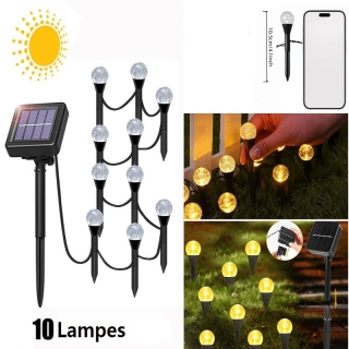 10 Lampes Solaire Extérieur, guirlande Lumineuse Résistant pour Terrasse Extérieure Jardin