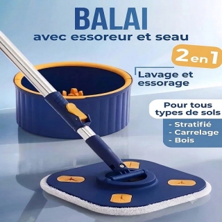 Balai avec seau et essorage intégrée