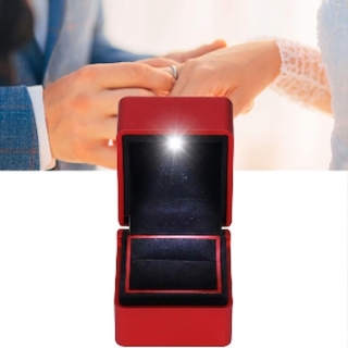 Boîte à Bagues LED en Velours pour Demande en Mariage, Fiançailles