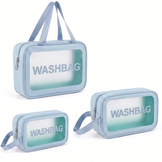 Set de 3 Trousses à cosmétiques, Trousses à maquillage imperméable, pochettes de rangement multifonction - Bleu Ciel