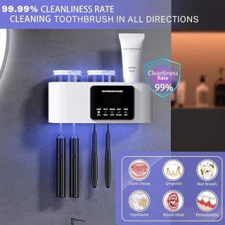 Porte-Brosse à Dents Électrique Mural, Organisateur de Brosse à Dents Intelligent 4 Emplacements pour Brosses