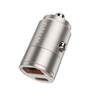 Mini Chargeur Rapide de Voiture 30W à 2 Ports USB-C PD & USB-A