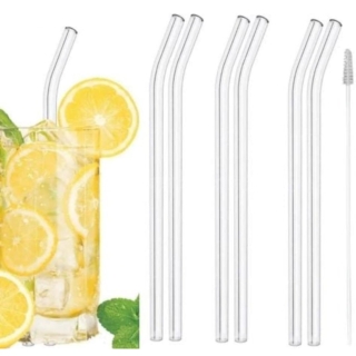 6 Pailles en Verre Réutilisable