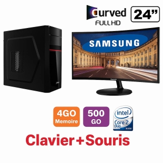 Pack PC Bureau Complet avec Écran Samsung 24" Full HD – Core 2 Duo, 4Go RAM, 500Go HDD