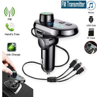 Transmetteur FM Bluetooth 3en1 multifonction pour voiture type C - MICRO USB - Lightning