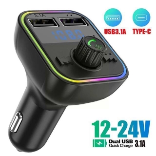 Chargeur rapide Bluetooth FM 3.1A pour voiture – Double USB + Type C