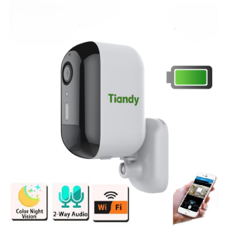 Caméra surveillance WiFi – 2MP -Full HD avec batterie intégrée et audio bidirectionnel - marque tiandy