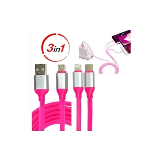 Câble USB de Charge pour iPhone & Micro USB V8 & Type C - 3en1