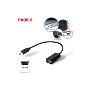 Pack 2 Câble Adaptateur USB Femelle vers Mini USB Male OTG