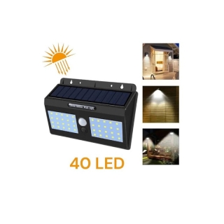 Projecteur - Applique murale à LED à énergie solaire -double - 40 LED