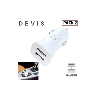 Pack 2 Chargeur Voiture - Mini Allume Cigare - 2 Ports USB