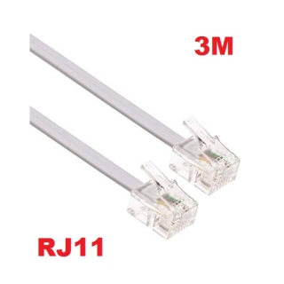 Câble Téléphonique RJ11 Blanc – Connexion Stable et Fiable - 3m