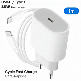 Pack Chargeur Secteur 35W - Cycle Fast Charge Ultra-Rapide + Câble Type-C (1m)