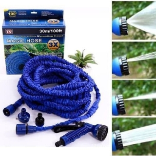 Tuyau D'arrosage Extensible & Douchette 30 Mètres Bleu