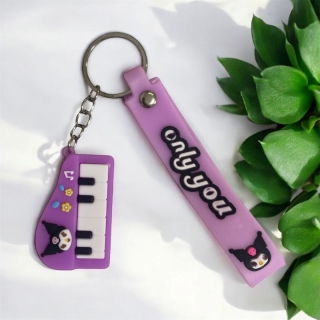 Porte Clés Piano 3D en Silicone Violet "Only You"