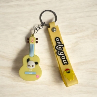 Porte Clés Guitare 3D en Silicone Jaune "Only You"