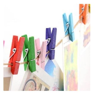 Ensemble de 25 Pinces à Papier en Bois Multicolores