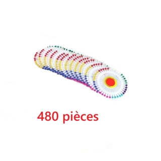 Lot de 480 Épingles à Têtes Colorées