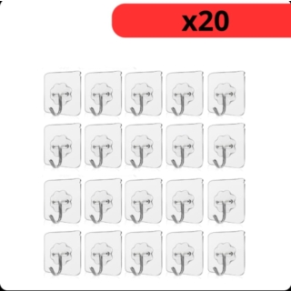 Lot de 20 Crochets Muraux Auto Adhésifs Transparents