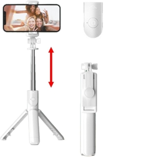 Perche À Selfie Avec Télécommande Et Trépied Blanc