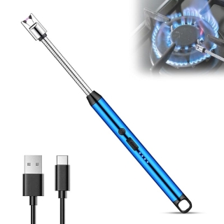 Briquet Électrique Rechargeable Cello – USB, Flexible 360°, Résistant au Vent (Bleu)