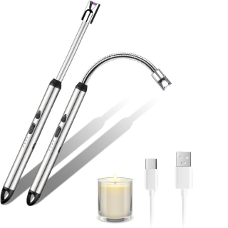 Briquet Électrique Rechargeable Cello – USB, Flexible 360°, Résistant au Vent (Gris)