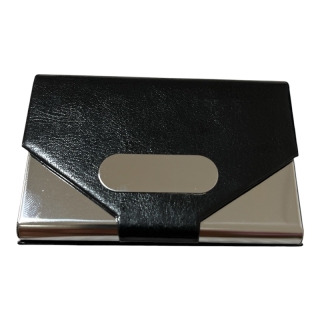 Porte-cartes en cuir PU et métal – Noir