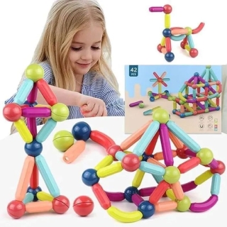 Jeu de Construction Magnétique Montessori – 42 pièces