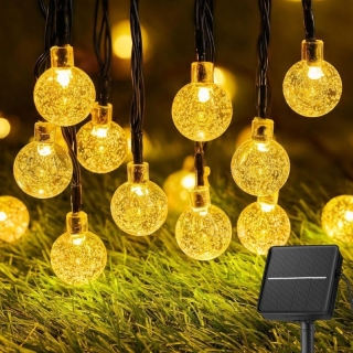 Guirlande Solaire Extérieure Brightown 50 LED Jaune, Étanche IP65, 8 Modes d’Éclairage