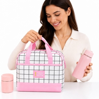 Sac Lunch Box Rose Isotherme Imperméable Enfant, Homme & Femme 23 × 20 × 10 cm