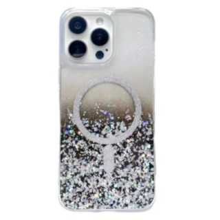 Coque Silicone pour iPhone 15 Pro Max Dégradé Glitter MagSafe Noir Dégradé