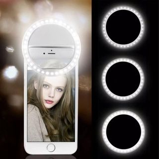 Anneau Lumineux Rechargeable pour Selfie 28 LED Avec 3 Niveaux de Luminosité Réglable