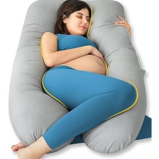 Coussin De Grossesse Complet En Forme De U Pour Femme Enceinte Gris 80x115 cm