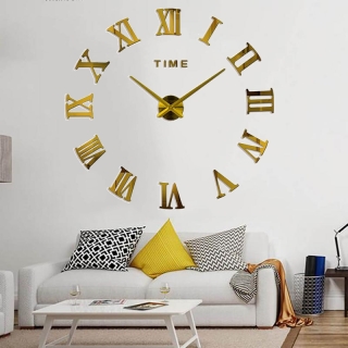 DIY CLIQCK Montre murale doré 3D chiffres romains 60 cm