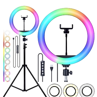 Ring light RGB avec support téléphone de diamètre 30 cm Trépied 2 M