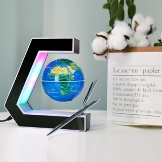 Globe Terrestre Flottant Magnétique Avec Éclairage LED Multicolore & Stylo