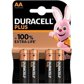 Duracell Plus Pile AA 1.5V Alcaline Paquet de 4 Pièces