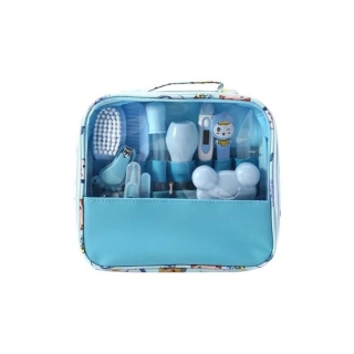 Kit de Brosse de Toilettage pour Nouveau Né 13 Pièces Bleu