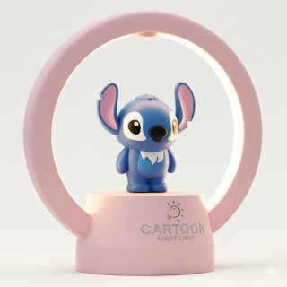 Veilleuse de Chevet Dessin Animé Stitch Rechargeable Pour Enfants En Rose
