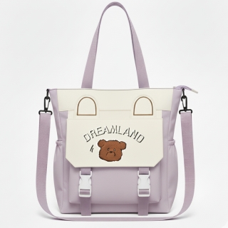 Sac à Main DREAMLANDI – Motif Ours Brodé Violet