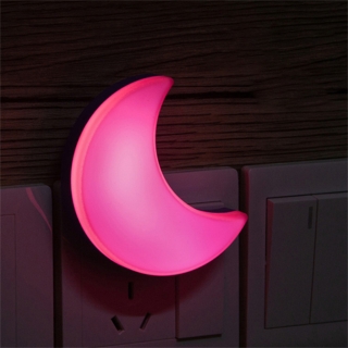 Mini Veilleuse Motif Croissant Rose 3D en ABS Avec Interrupteur Marche / Arrêt