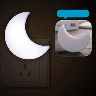 Mini Veilleuse Motif Croissant Blanc 3D en ABS Avec Interrupteur Marche / Arrêt