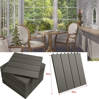 Pack De 25 Dalles Clipsables Composite Bois-Plastique 30×30 cm En Gris Pour Maison & Jardin