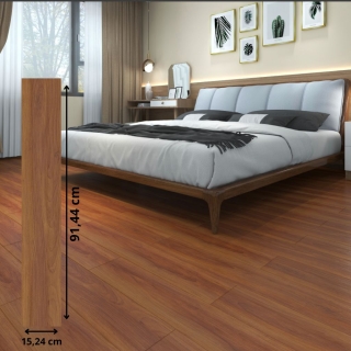 Pack de 36 Plaques PVC Autocollantes Pour Sol – Effet Bois Marron - 91,44 × 15,24 cm – Modèle HM3020 – 5,03 m²