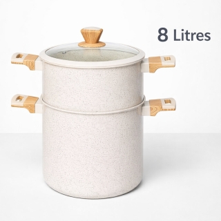 SIZAR Couscoussier en Granite 8 L – 24 cm Beige - Modèle HK431