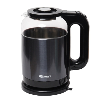 FLORENCE Bouilloire Électrique 2L – 1500W – Verre & Plastique - Noir - Modèle HK415