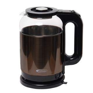 FLORENCE Bouilloire Électrique 2L – 1500W – Verre & Plastique - Marron - Modèle HK415